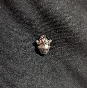 Pandora Sterling Silver Free Hugs Cactus Charm with Pink Flower Embellishment